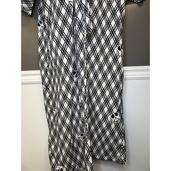 Vintage Japanese Yukata Kimono Robe Mens Large Black White Geometric Pattern 90s - Picture 2 of 8